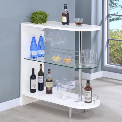 Adolfo Rectangular 2-tier Home Bar Table White High Gloss