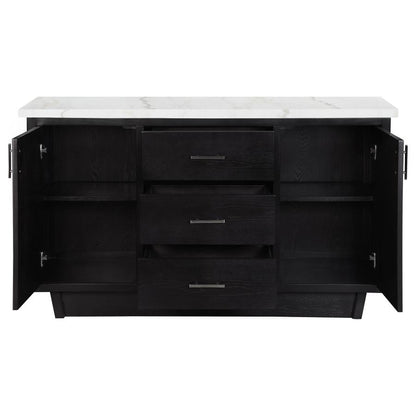 Sherry 3-drawer Marble Top Sideboard Buffet Rustic Espresso