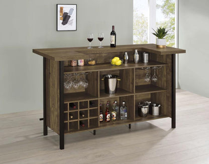 Bellemore Freestanding Home Bar Wine Cabinet Rustic Oak