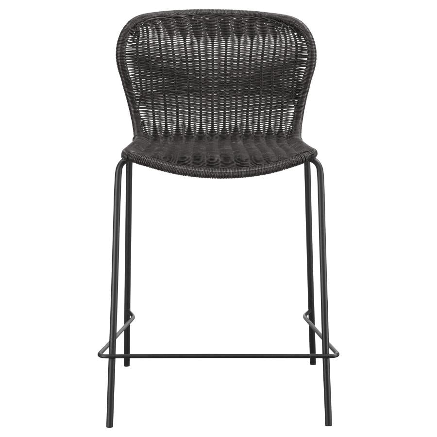 Mckinley Faux Rattan Metal Counter Chair Brown (Set of 2)