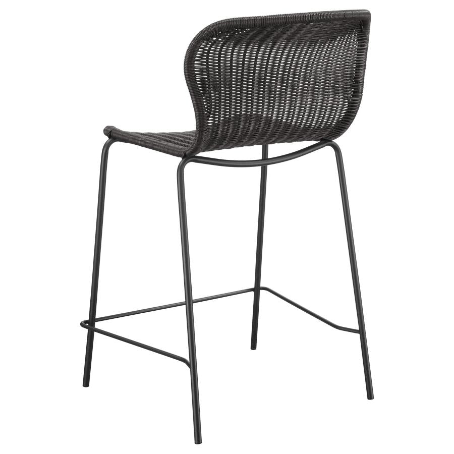 Mckinley Faux Rattan Metal Counter Chair Brown (Set of 2)