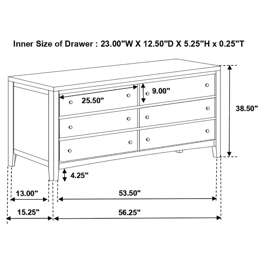 Carlton 6-drawer Dresser Cappuccino