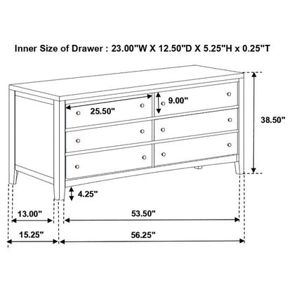 Carlton 6-drawer Dresser Cappuccino