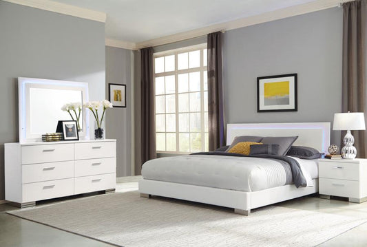 Felicity Bedroom Set High Gloss White LEDs