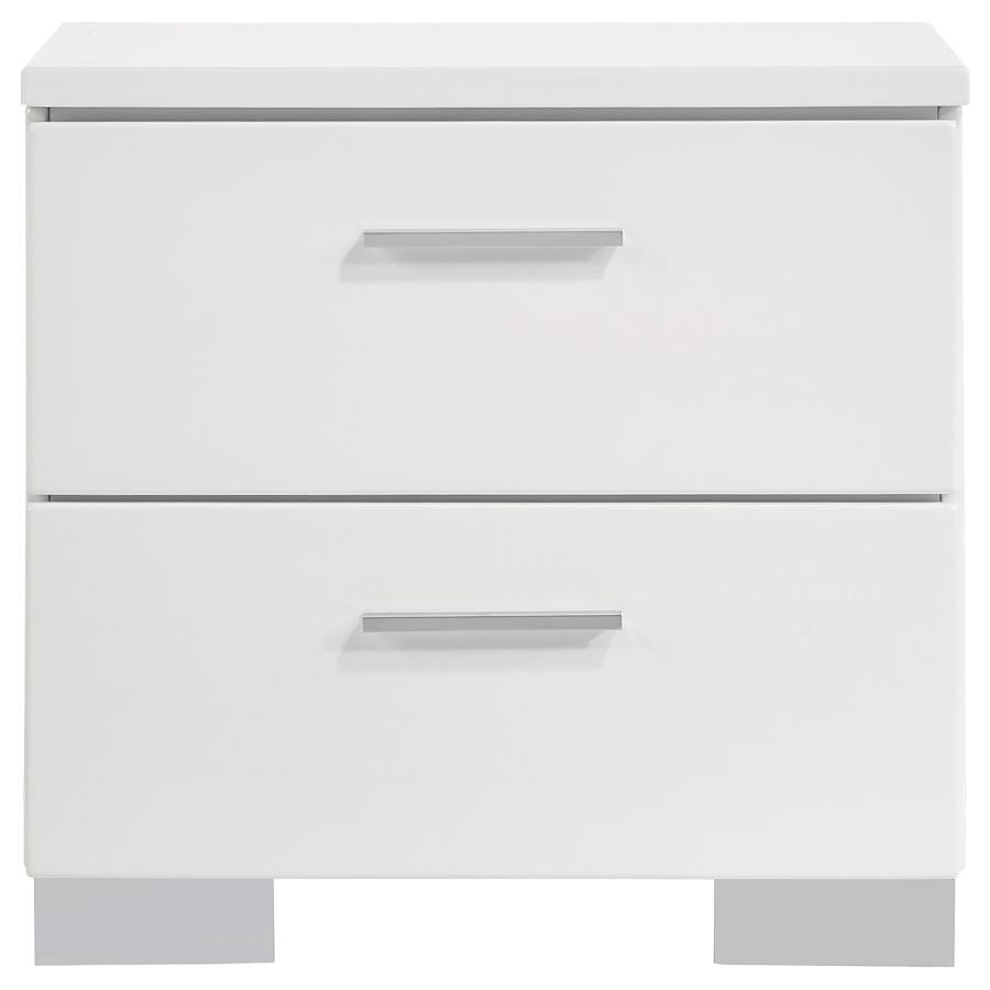 Felicity 2-drawer Nightstand White High Gloss