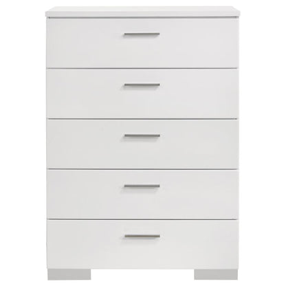 Felicity 5-drawer Bedroom Chest White High Gloss