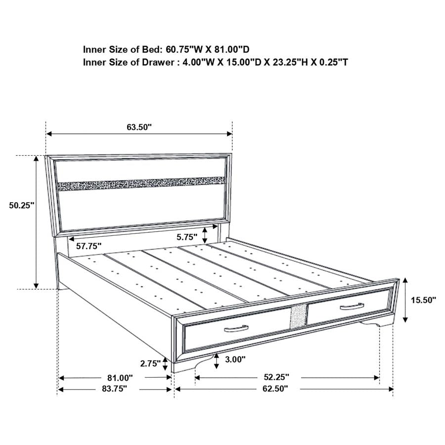 Miranda Panel Bed Wood Storage