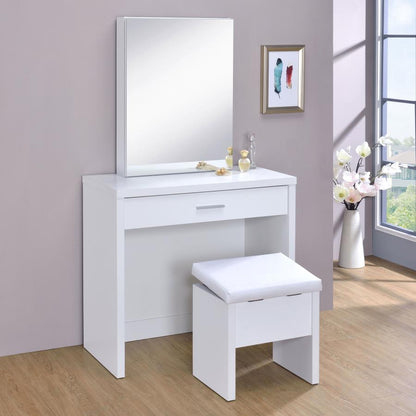 Harvey Vanity Set with Lift-Top Stool White