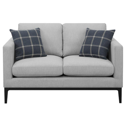 Apperson 2-piece Upholstered Track Arm Sofa Set Light Grey