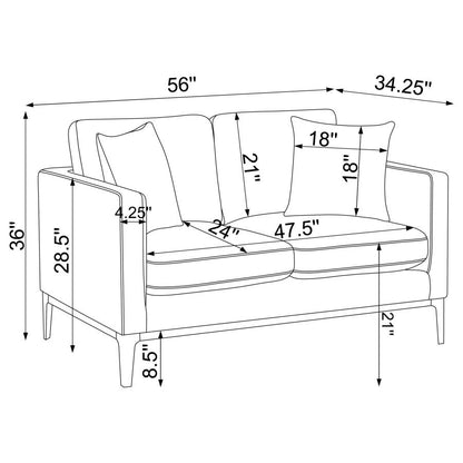 Apperson 2-piece Upholstered Track Arm Sofa Set Light Grey