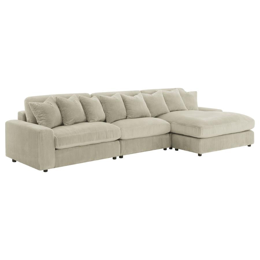 3-Piece Blaine Upholstered Reversible Chaise Sectional Sofa Sand