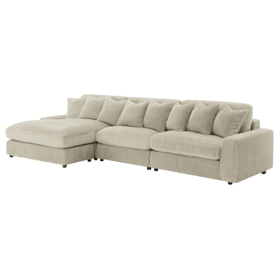 3-Piece Blaine Upholstered Reversible Chaise Sectional Sofa Sand