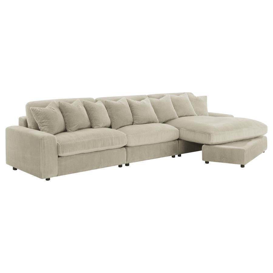 3-Piece Blaine Upholstered Reversible Chaise Sectional Sofa Sand