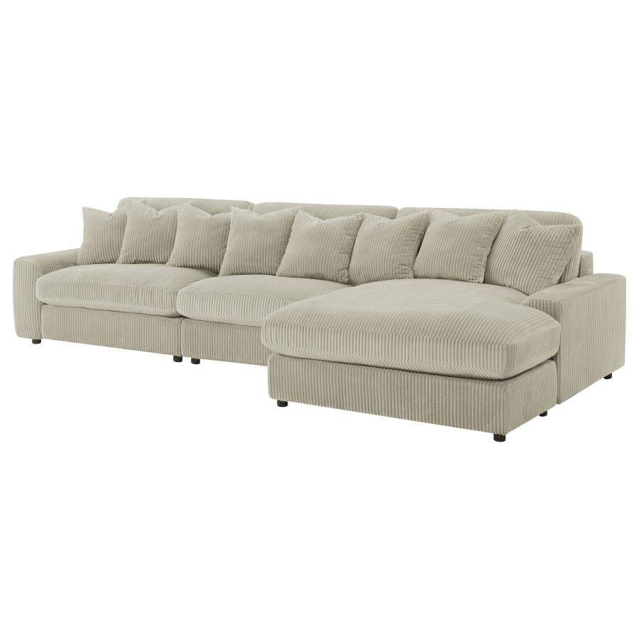 3-Piece Blaine Upholstered Reversible Chaise Sectional Sofa Sand