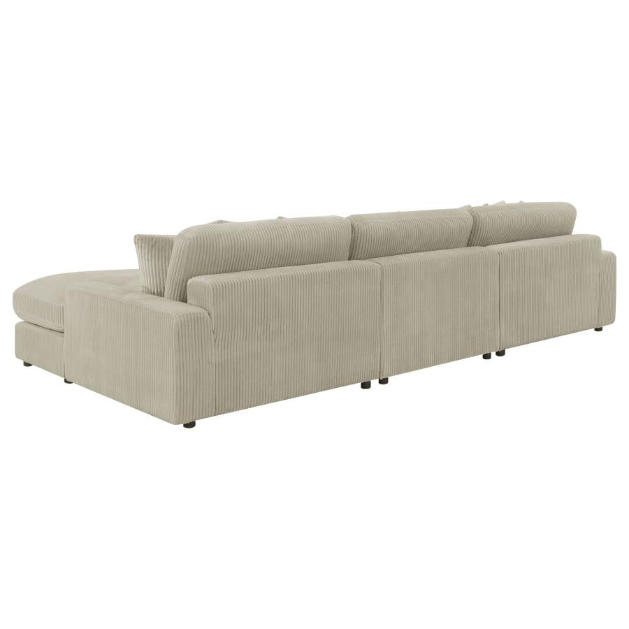 3-Piece Blaine Upholstered Reversible Chaise Sectional Sofa Sand