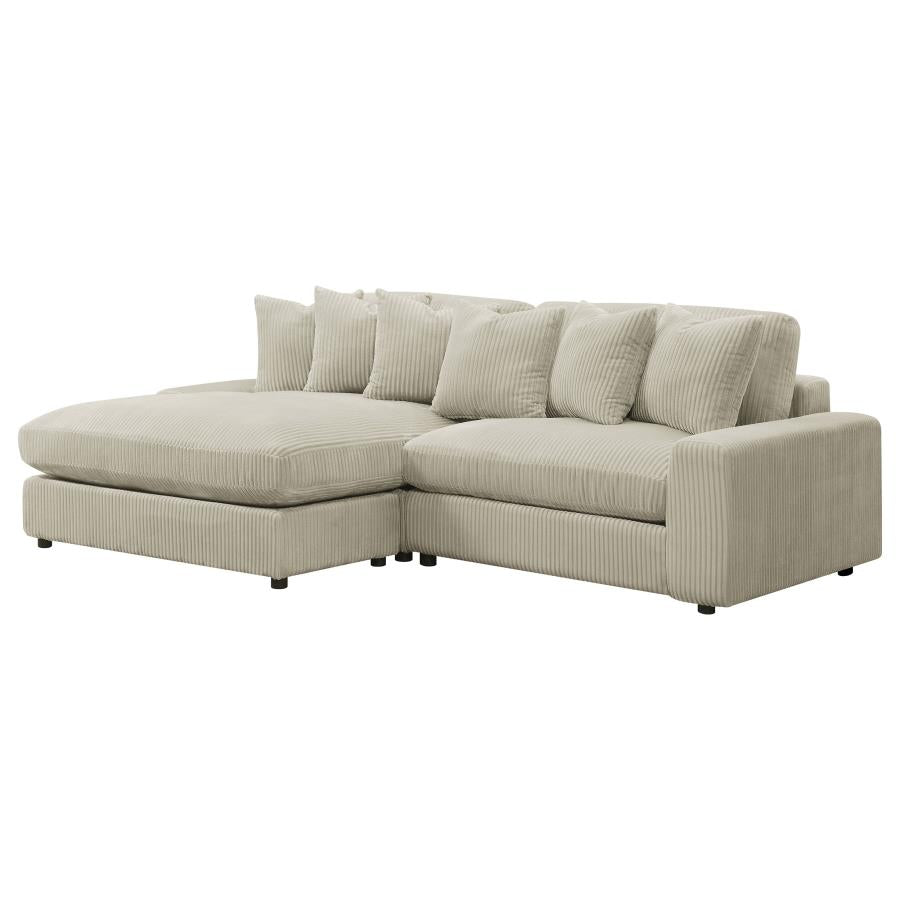 2-Piece Blaine Upholstered Reversible Chaise Sectional Sofa Sand