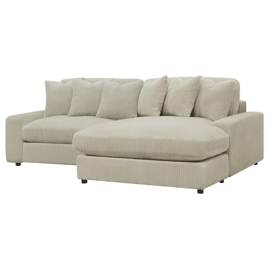 2-Piece Blaine Upholstered Reversible Chaise Sectional Sofa Sand