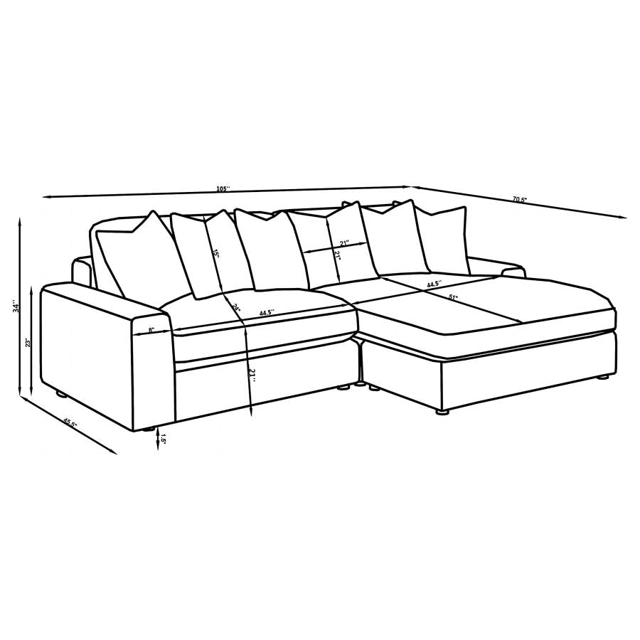 2-Piece Blaine Upholstered Reversible Chaise Sectional Sofa Sand