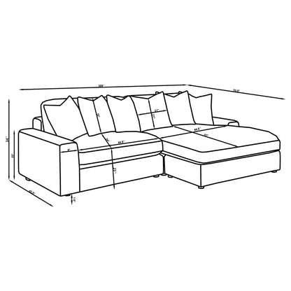 2-Piece Blaine Upholstered Reversible Chaise Sectional Sofa Sand