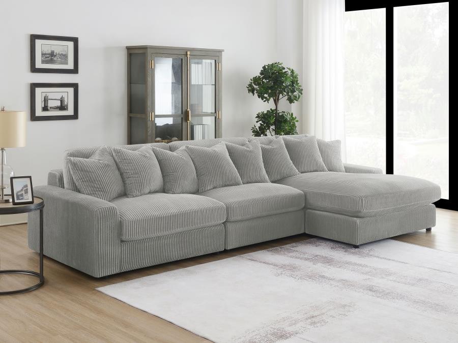 3-Piece Blaine Upholstered Reversible Chaise Sectional Sofa Fog