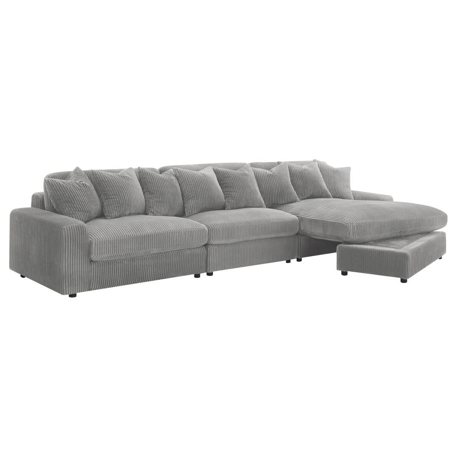 3-Piece Blaine Upholstered Reversible Chaise Sectional Sofa Fog