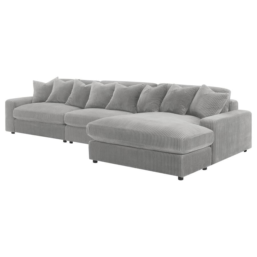 3-Piece Blaine Upholstered Reversible Chaise Sectional Sofa Fog