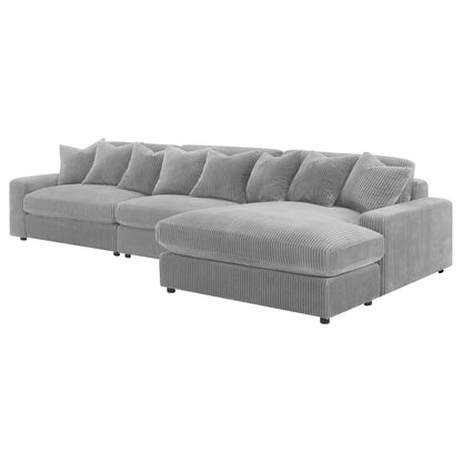 3-Piece Blaine Upholstered Reversible Chaise Sectional Sofa Fog