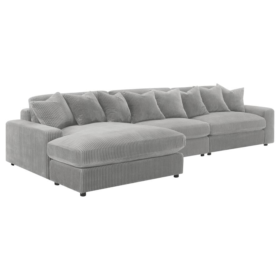 3-Piece Blaine Upholstered Reversible Chaise Sectional Sofa Fog