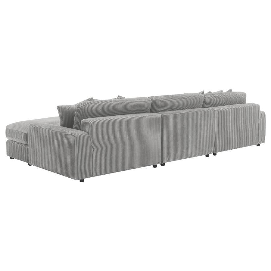 3-Piece Blaine Upholstered Reversible Chaise Sectional Sofa Fog