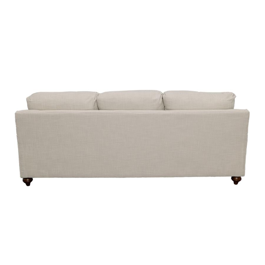 Glenn Upholstered English Arm Sofa Light Grey and Grey Accent Pillows