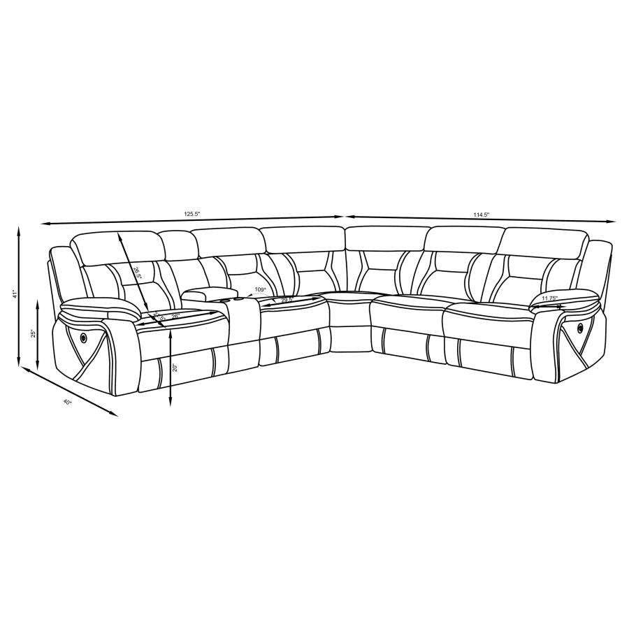 Higgins Power Reclining Sectional Sofa Grey