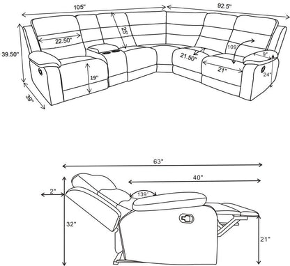 David Upholstered Reclining Sectional Sofa