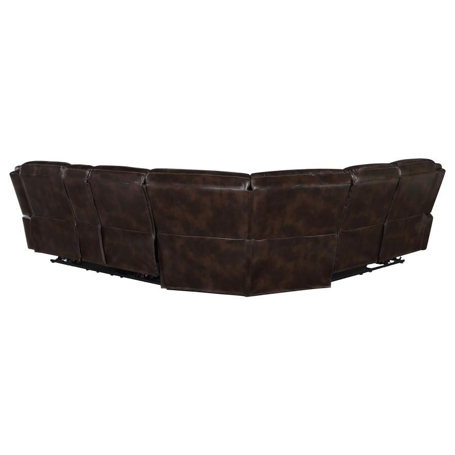 Sycamore Upholstered Power Reclining Sectional Sofa Brown