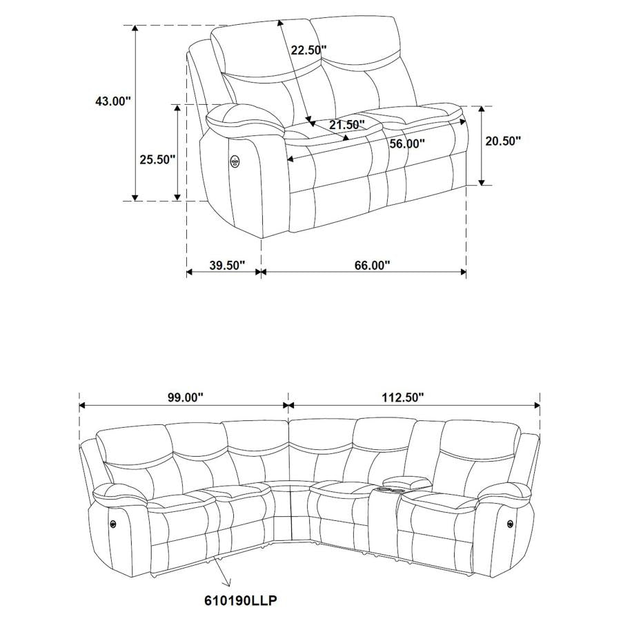 Sycamore Upholstered Power Reclining Sectional Sofa Brown