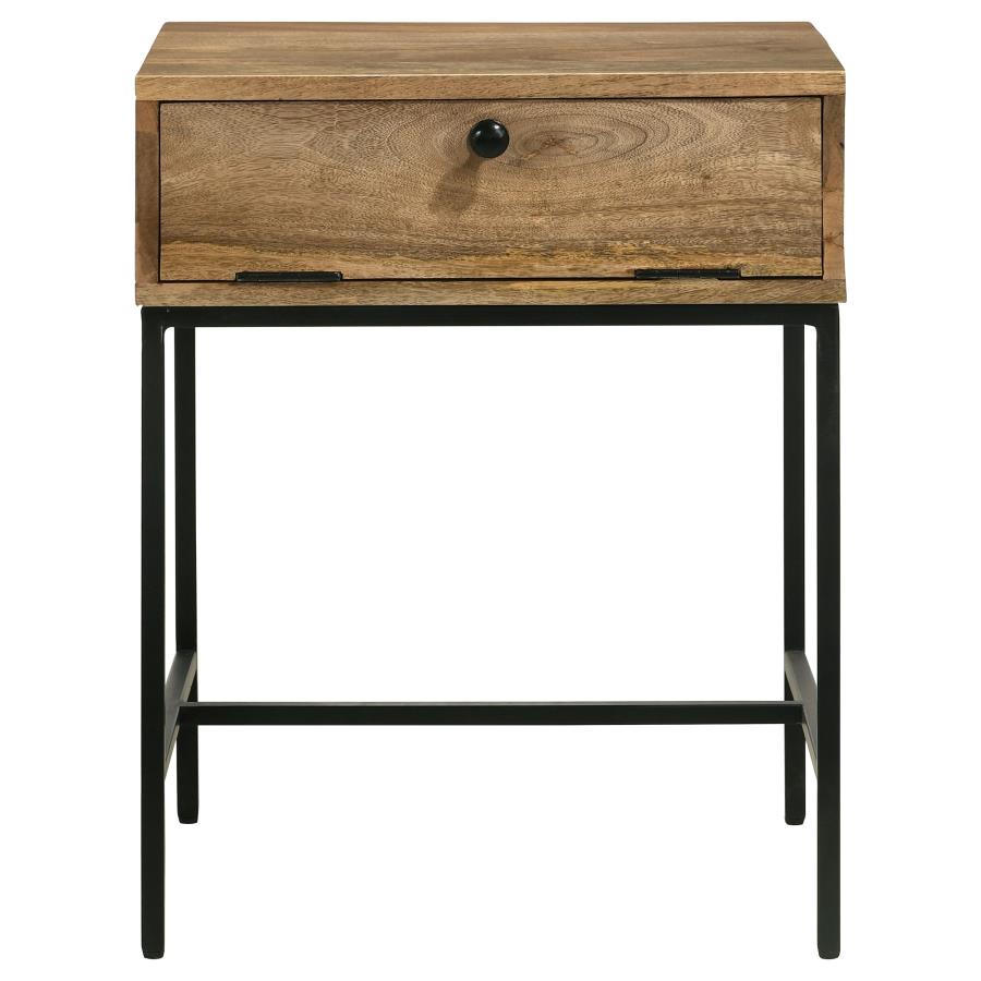 Stephie Rectangular Side End Table with Storage Honey Brown