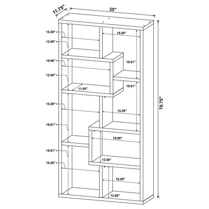 Theo 71-inch 6-shelf Bookshelf Cappuccino