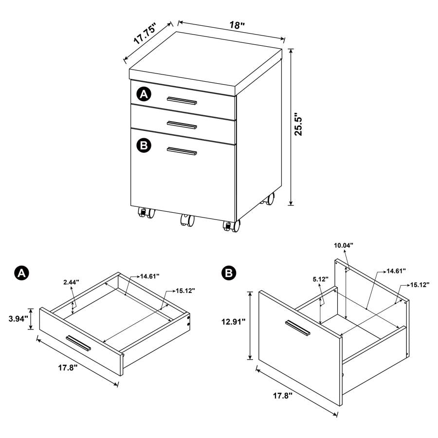 Skylar 83-inch L-Shaped Office with Mobile File Cabinet Computer Desk