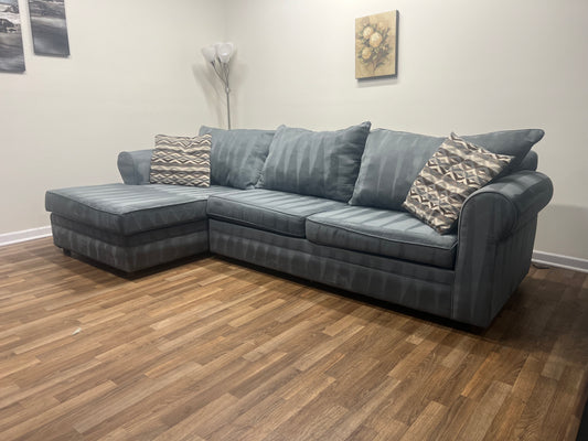 Sectional Sofa L-Shape Microfiber Blue Bob’s Furniture