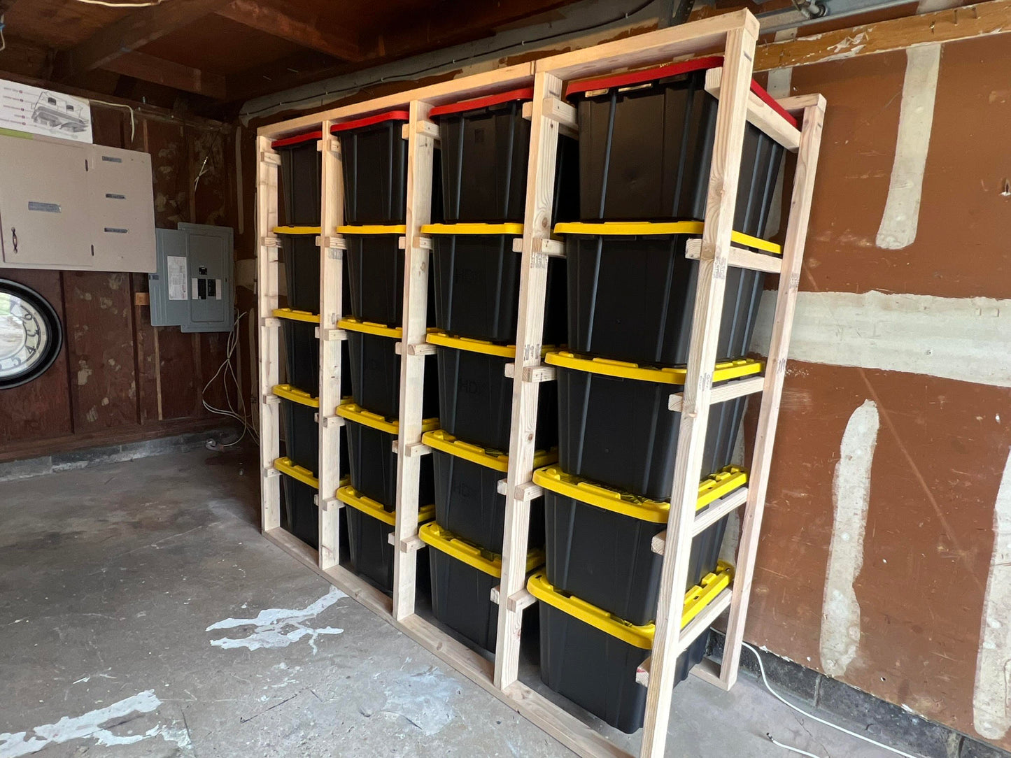 Handcrafted Wood Tote Storage Rack - Garage Storage System